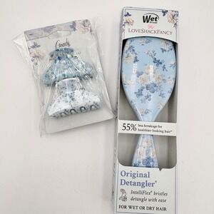 Loveshack‎ Fancy Wet Brush & Goody Hair Set Floral Detangler Brush & Claw Clips